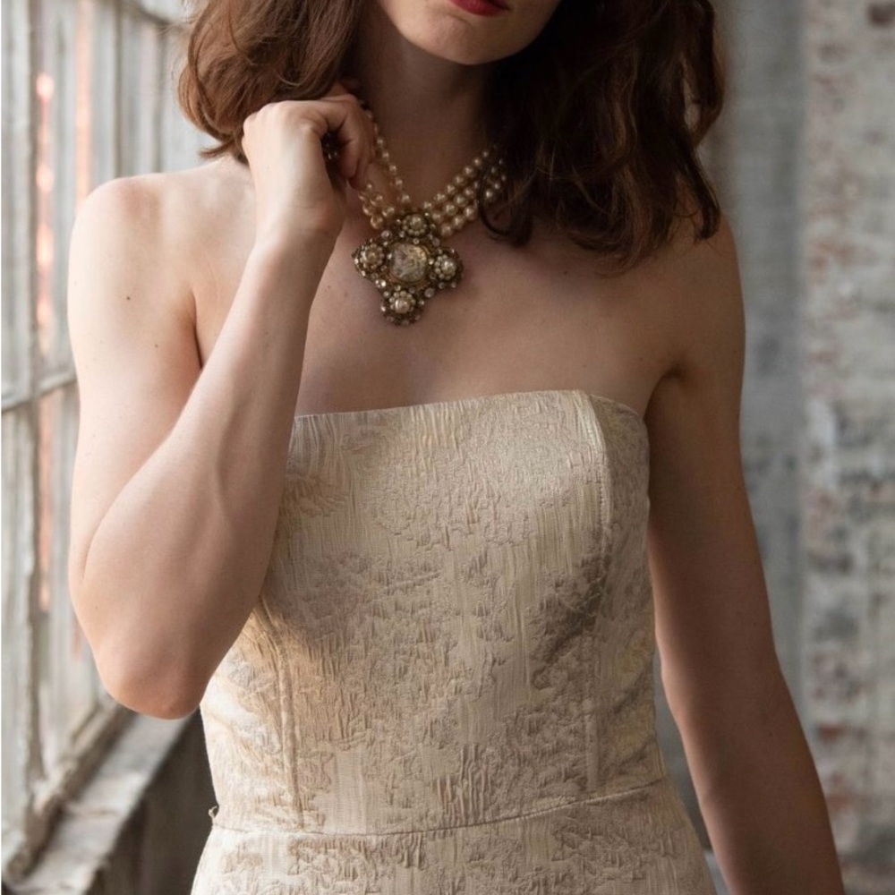 Tan Strapless Gown for Weddings